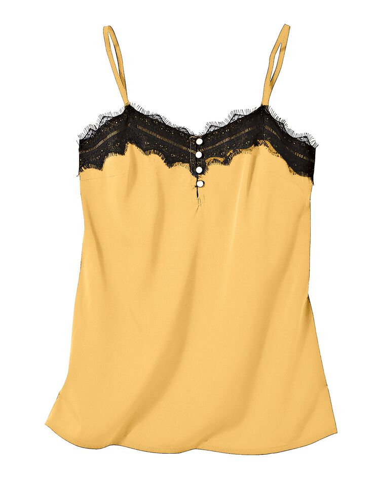 Caraco dentelle fines bretelles, crêpe (jaune / noir) Caraco dentelle fines bretelles, crêpe (jaune / noir)