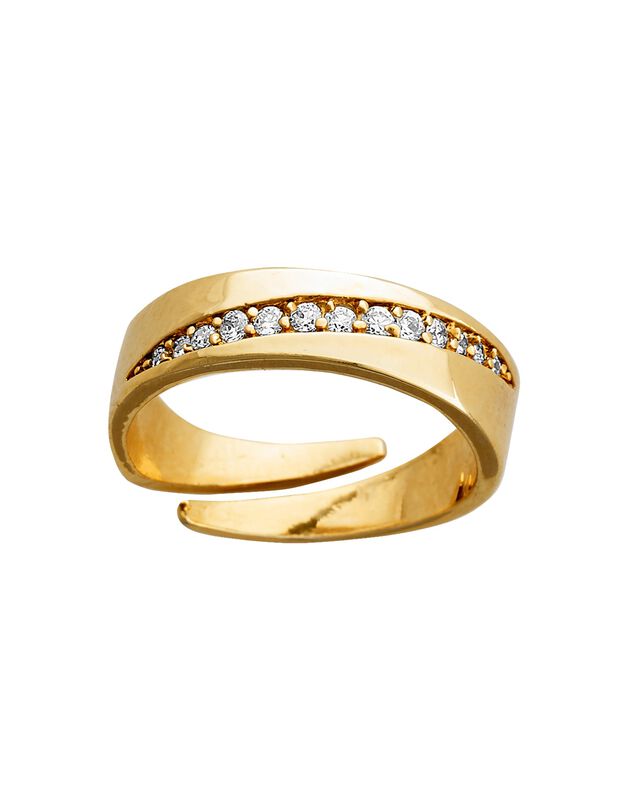 Bague ajustable 1 rang de strass et dorée à l'or fin (coloris unique)