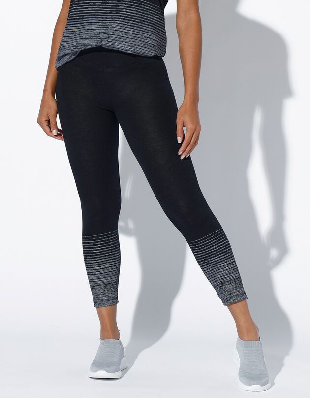 Legging 3/4 sport imprimé dégradé (noir / gris chiné)