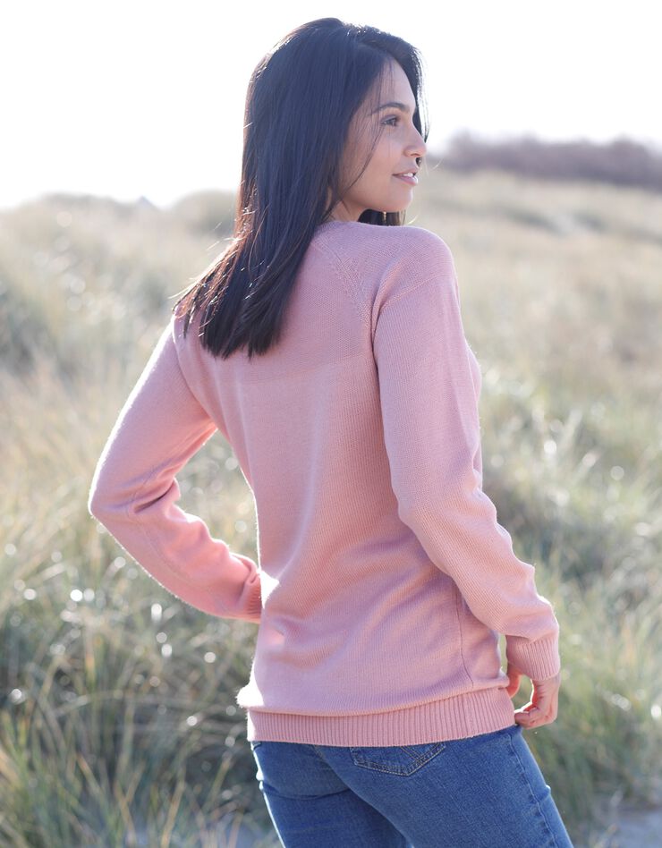 Pull marinière manches longues uni (bois de rose)