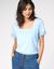 T-shirt col carré galon fantaisie (bleu ciel)