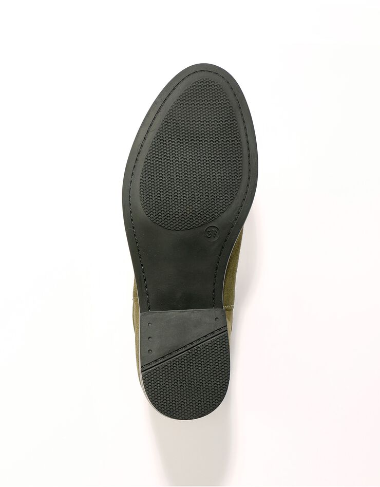 Boots élastiquées perforées Chelsea en croûte de cuir (kaki) Boots élastiquées perforées Chelsea en croûte de cuir (kaki)