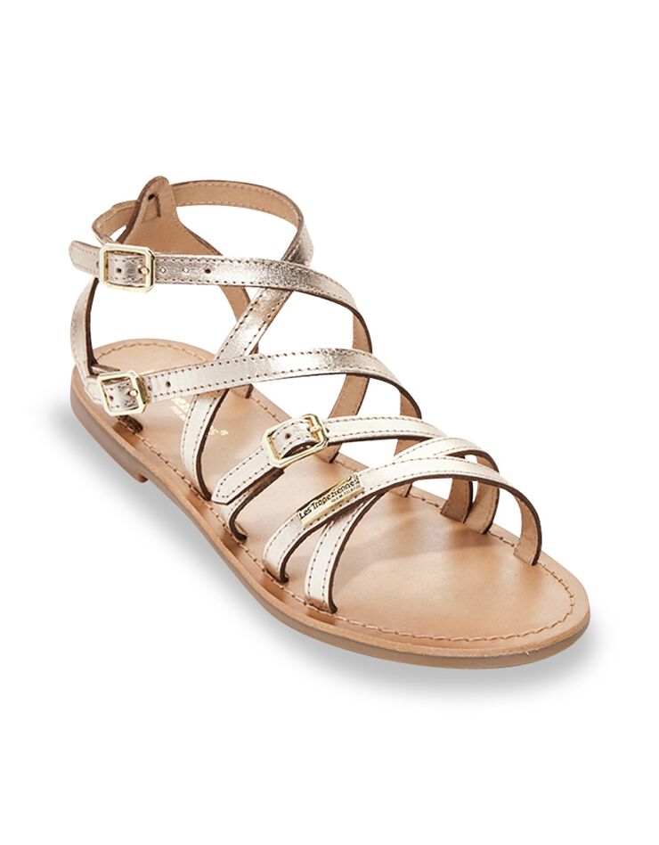 Sandales plates multibrides en cuir Bukel (doré)
