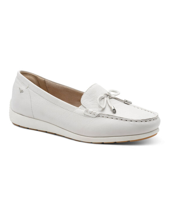 Mocassins cuir m&eacute;tallis&eacute;s (blanc)
