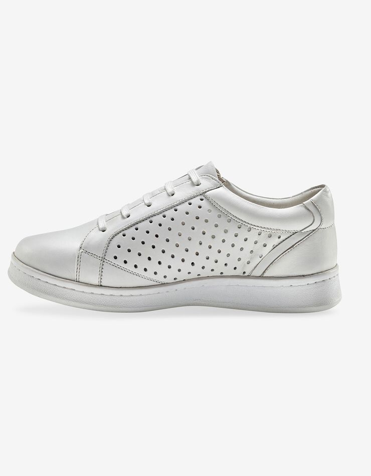 Tennis zippée en cuir perforé (blanc) Tennis zippée en cuir perforé (blanc)