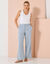 Pantalon large taille haute, gaze de coton (bleu grisé)