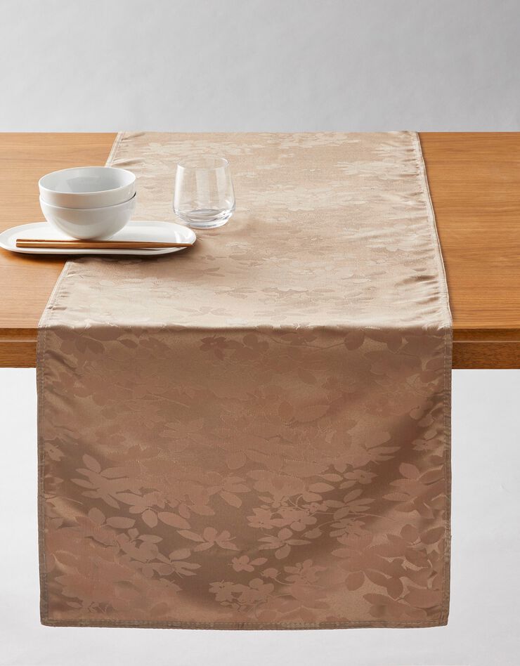 Nappe damassée feuillages Colombine® (taupe) Nappe damassée feuillages Colombine® (taupe)