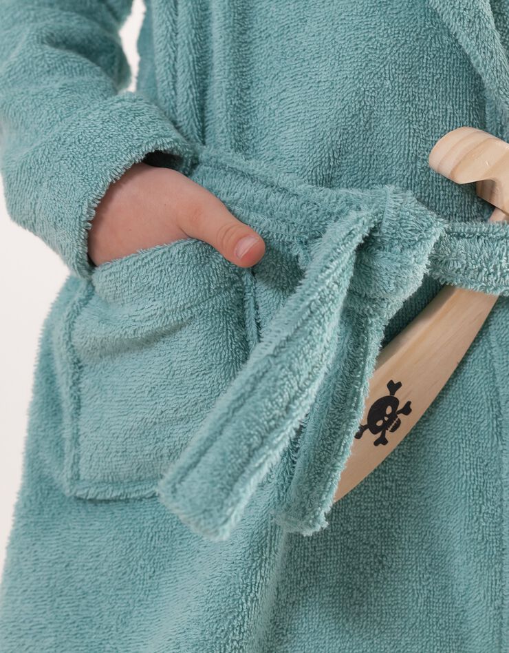 Peignoir de bain enfant pirate éponge coton - 380g/m2 (vert d'eau)