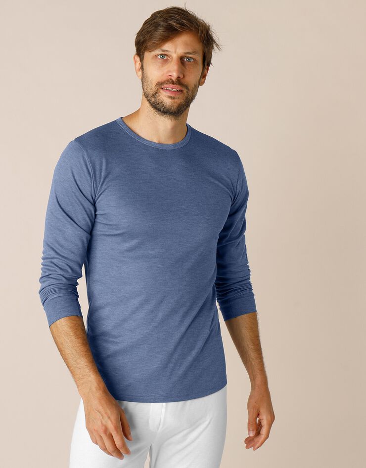 Tee-shirt sous-vêtement homme col rond manches longues dos long polyester - lot de 2 (jeans) Tee-shirt sous-vêtement homme col rond manches longues dos long polyester - lot de 2 (jeans)