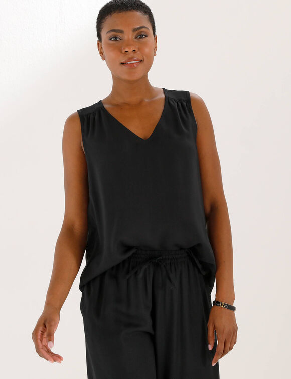 Caraco col V uni  (noir)