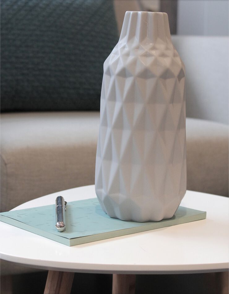 Vase en céramique forme origami - hauteur 24 cm (gris)