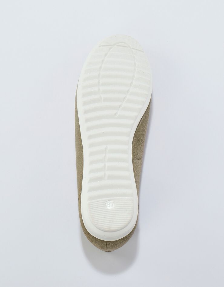 Ballerines croûte de cuir, semelle crantée (vert)