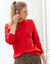 Pull col rond maille anglaise, détails ajourés (rouge)