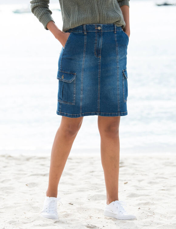 Jupe cargo, jean (stone)