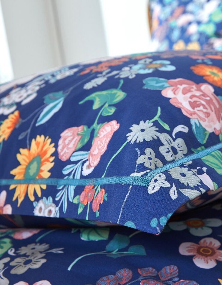 Linge de lit Kelly en coton imprimé floral (marine)