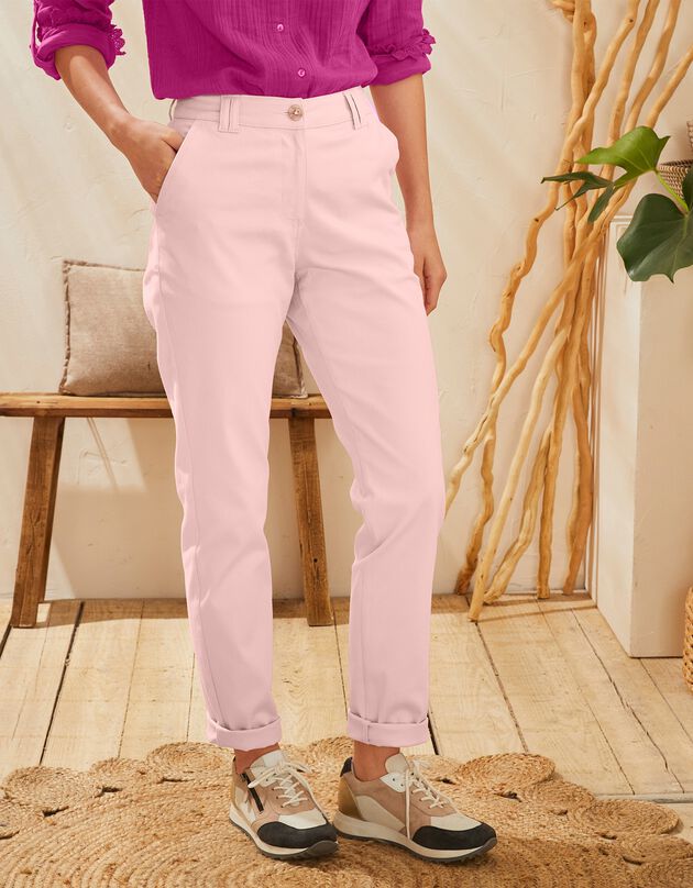 Pantalon chino stretch (rose poudré)