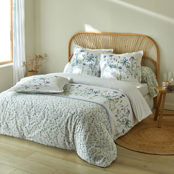Linge de lit Julie en coton imprimé herbier (blanc)
