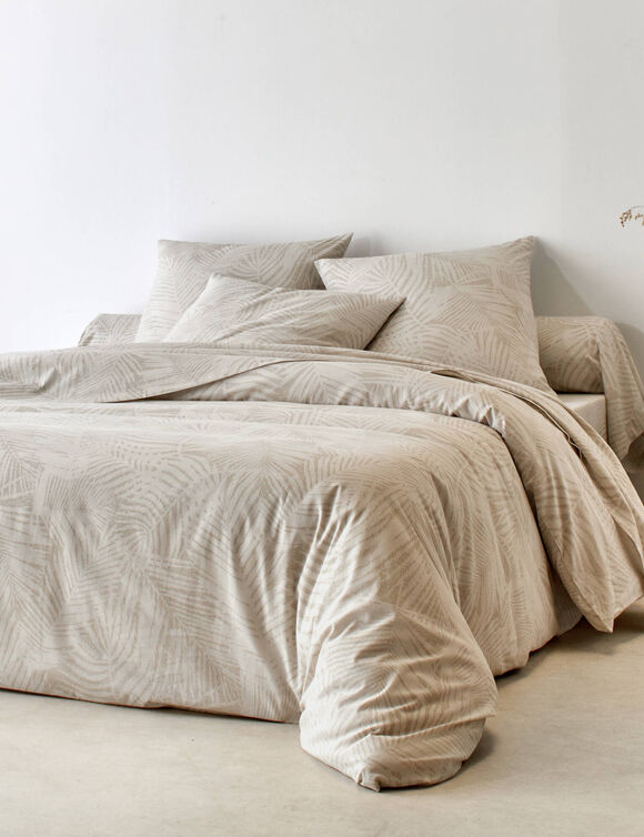 Linge de lit imprimé Marie coton (beige)