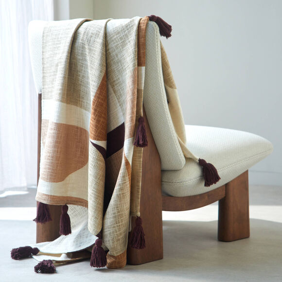 Plaid imprimé géométrique (taupe)