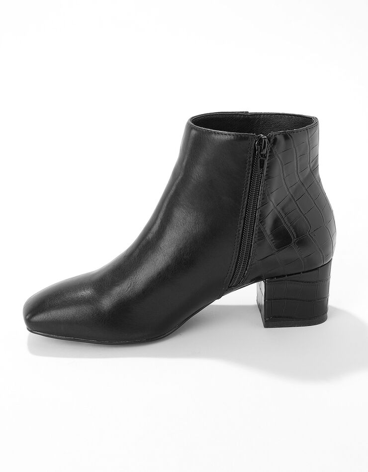 Boots bi-matière bout carré - noir (noir)