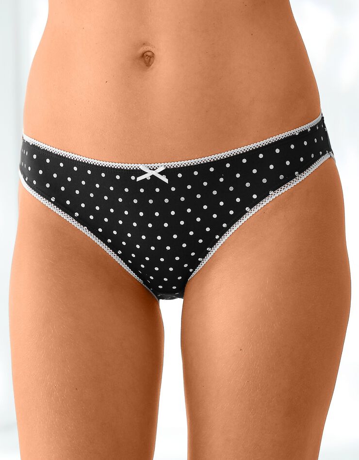 Slip coton imprimé motifs à pois assortis – Lot de 4 (noir / blush) Slip coton imprimé motifs à pois assortis – Lot de 4 (noir / blush)