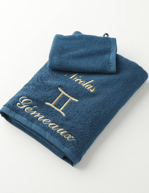 Serviettes de bain GÉMEAUX personnalisable - 420g/m2 (bleu paon)
