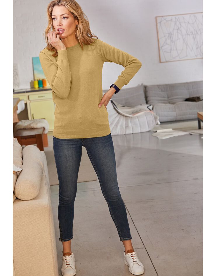 Pull col rond, laine d'agneau (vert olive) Pull col rond, laine d'agneau (vert olive)