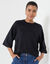 Pull loose manches coudes, toucher doux (noir)