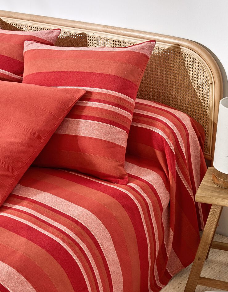 Plaid jeté multicolore coton tissage artisanal (terracotta)