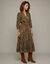 Robe longue taille &eacute;lastiqu&eacute;e, cr&ecirc;pe imprim&eacute; (kaki)