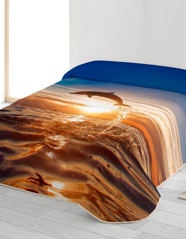 Couette microfibre coucher de soleil 200 g/m² (bleu / orange)