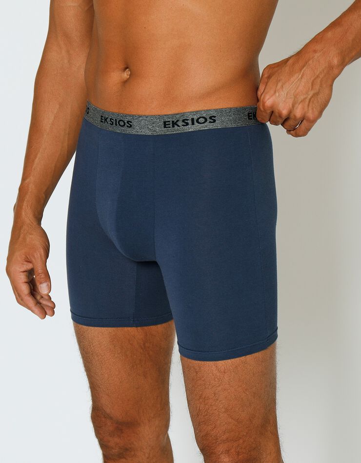 Boxer long coupe short - lot de 2 (noir + bleu grisé) Boxer long coupe short - lot de 2 (noir + bleu grisé)