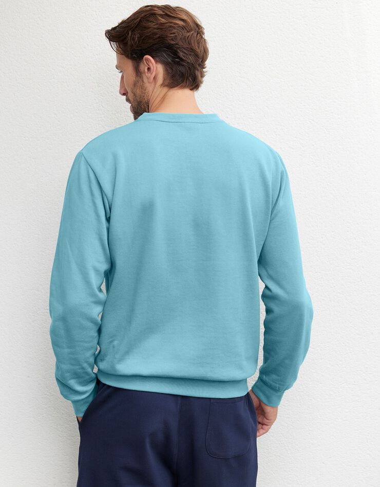 Sweat molleton col rond (bleu vert)