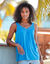 Débardeur macramé, coton-viscose (bleu)