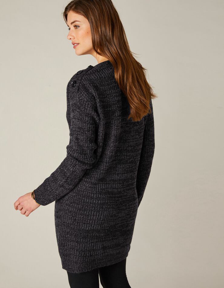 Pull tunique boutonné, toucher mohair (noir) Pull tunique boutonné, toucher mohair (noir)