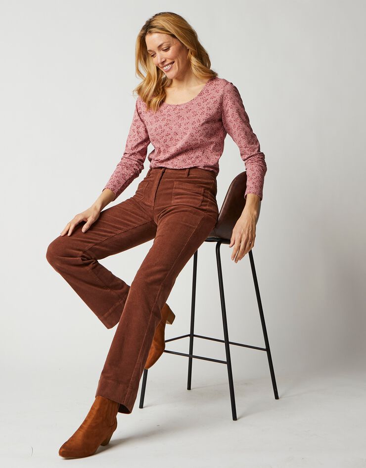 Tee-shirt imprimé manches longues jersey coton bio (rose grisé) Tee-shirt imprimé manches longues jersey coton bio (rose grisé)