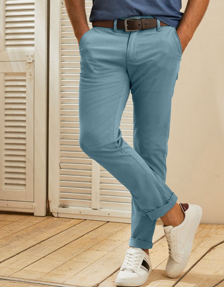Pantalon chino toile sergé (bleu lagon)