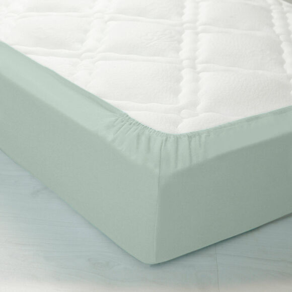 Drap-housse uni flanelle 130g/m&sup2; - bonnet 32 cm (vert amande)