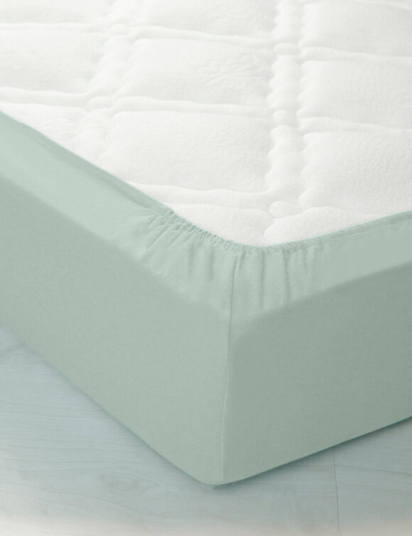 Drap-housse uni flanelle 130g/m&sup2; - bonnet 32 cm (vert amande)