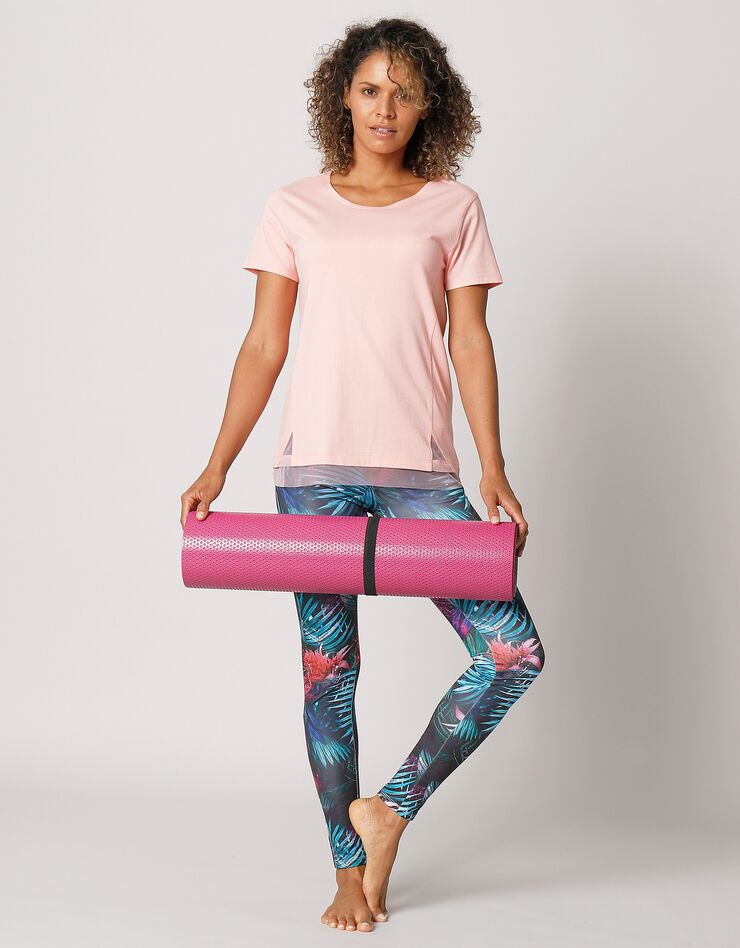 Tee-shirt manches courtes détail résille (rose) Tee-shirt manches courtes détail résille (rose)