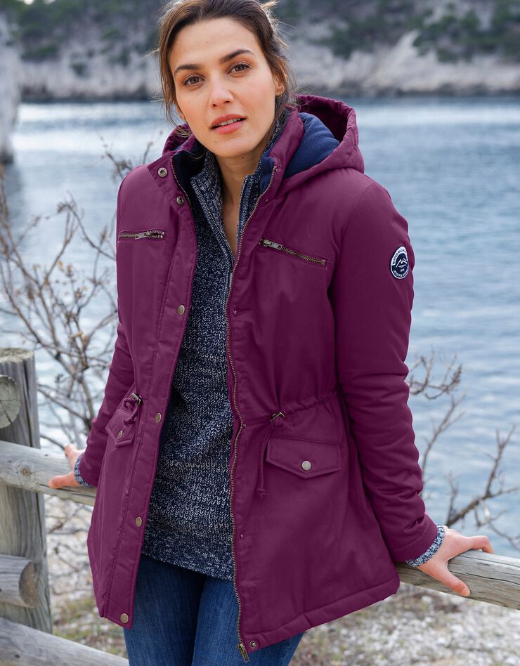 Parka déperlante doublée maille polaire (prune) Parka déperlante doublée maille polaire (prune)