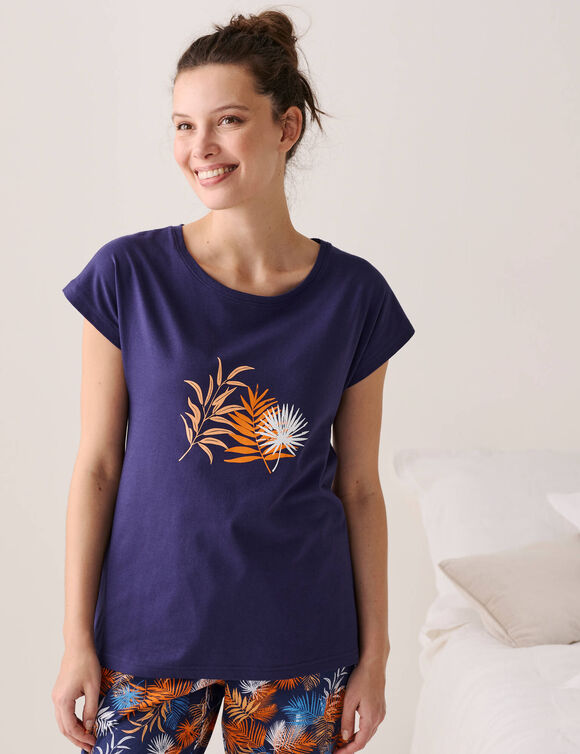 T-shirt de pyjama imprim&eacute; tropical (marine)