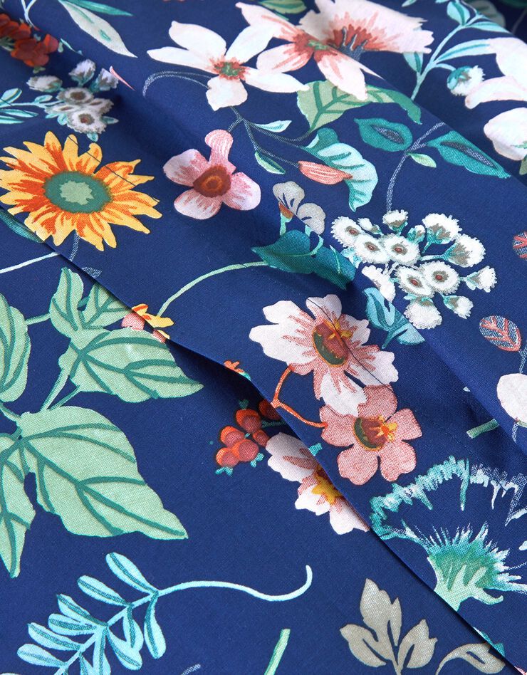 Linge de lit Kelly en coton imprimé floral (marine)