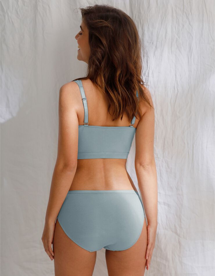 Brassière coton et dentelle (bleu grisé)