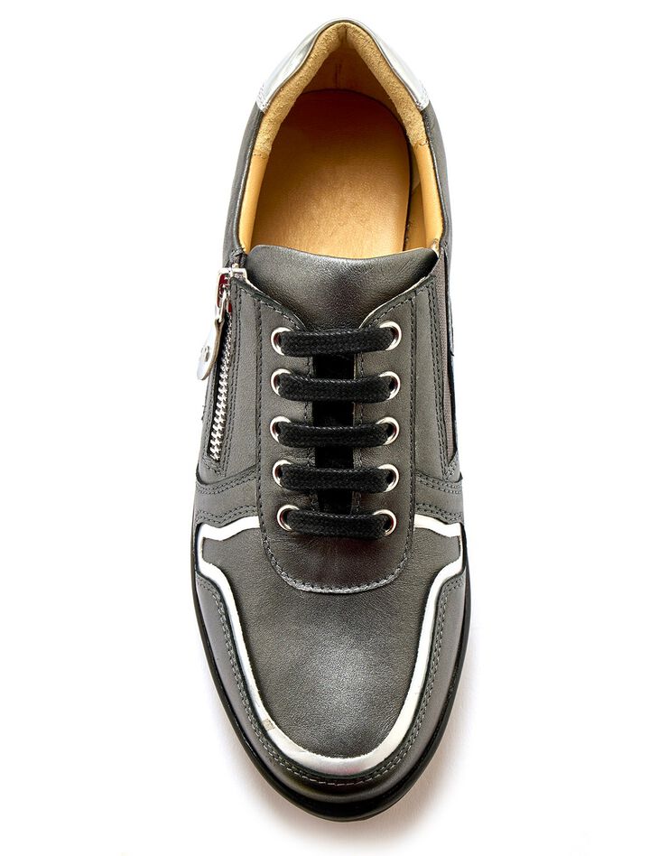 Derbies largeur confort en cuir détails métallisés (gris) Derbies largeur confort en cuir détails métallisés (gris)