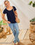T-shirt col rond manches courtes uni coton (marine)