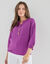 Pull col tunisien manches 3/4, maille fantaisie (violet)