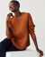 Pull &eacute;vas&eacute; col rond &agrave; c&ocirc;tes en biais, maille anglaise (caramel)