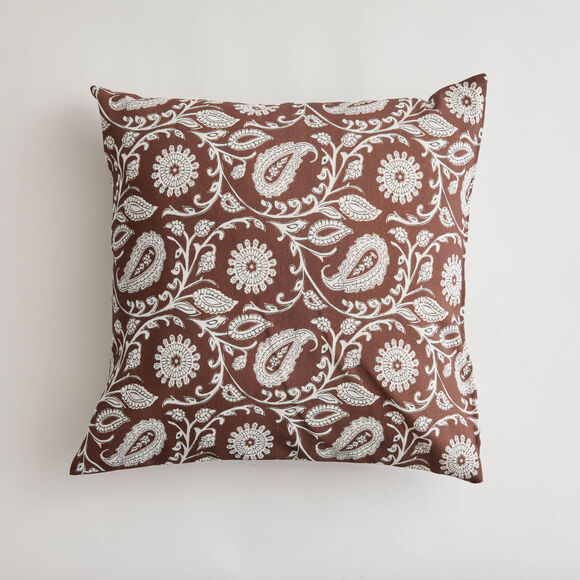 Housse de coussin imprim&eacute; indien - lot de 2 (chocolat)