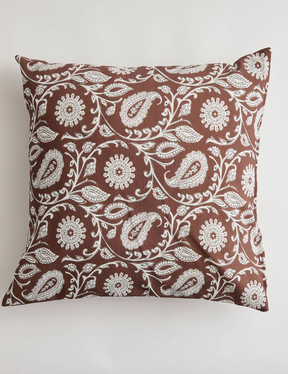 Housse de coussin imprim&eacute; indien - lot de 2 (chocolat)